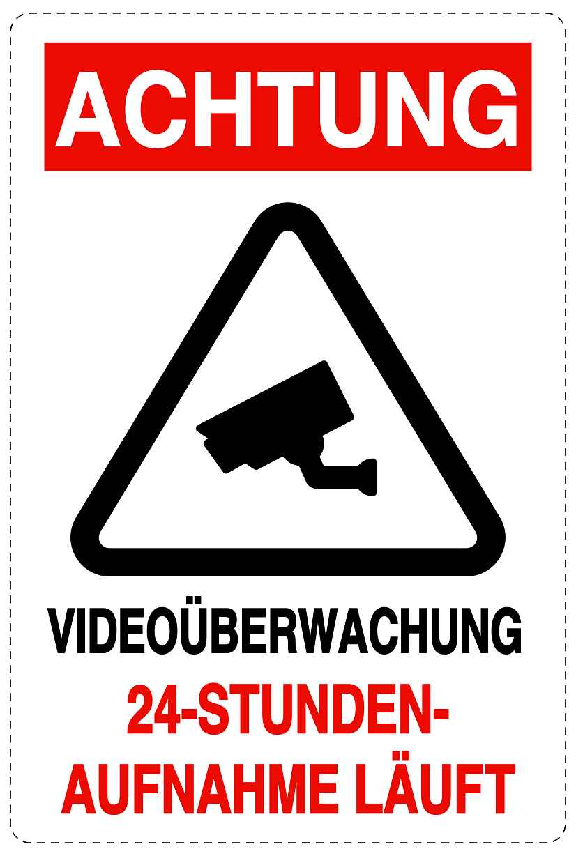 Betreten verboten - Video überwacht "Achtung Videoüberwachung 24-Stunden-Aufnahme läuft" 10-40 cm LO-RESTRICT-2080