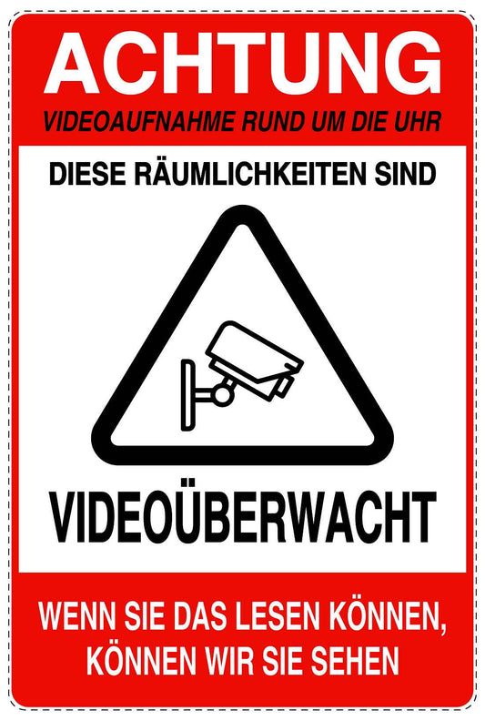 Betreten verboten - Video überwacht "Achtung Videoaufnahme rund um die Uhr" 10-40 cm LO-RESTRICT-2200