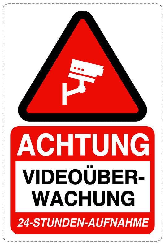 Betreten verboten - Video überwacht "Achtung Videoüberwachung 24-Stunden-Aufnahme" 10-40 cm LO-RESTRICT-2240