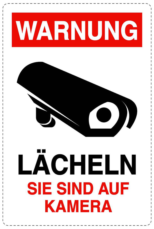 Betreten verboten - Video überwacht "Warnung Lächeln Sie sind auf Kamera" 10-40 cm LO-RESTRICT-2330