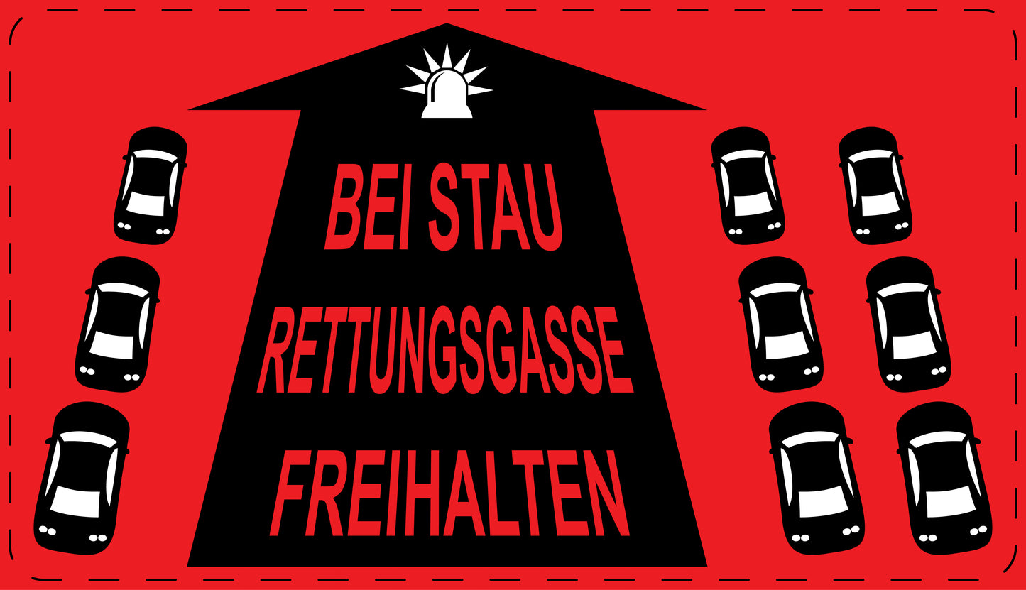 Rettungsgasse Aufkleber "Bei Stau Rettungsgasse freihalten" LO-RETTUNGSGASSE-10100-14