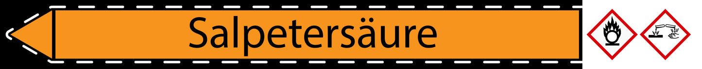 10x Rohrleitungskennzeichnung "Salpetersäure" Säuren LO-Rohrleitung-64100