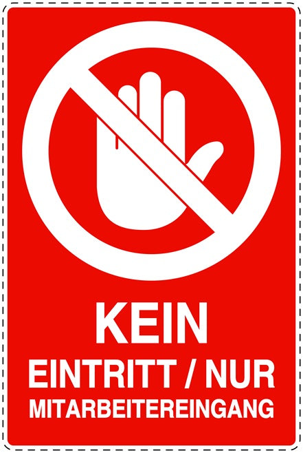 Zutritt verboten Aufkleber "Kein Eintritt/ Nur Mitarbeitereingang" LO-SI6130-14