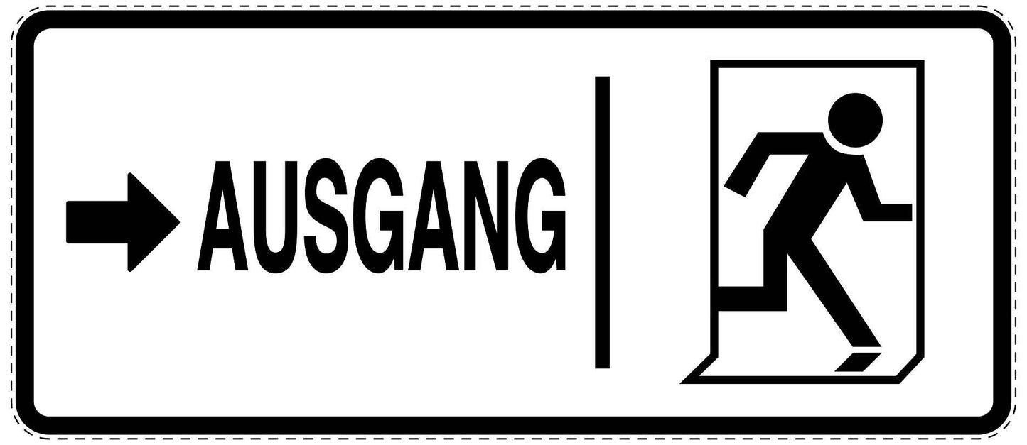 Ausgang Notausgang Aufkleber "Ausgang rechts" 10-60 cm  LO-SIE-1020-0