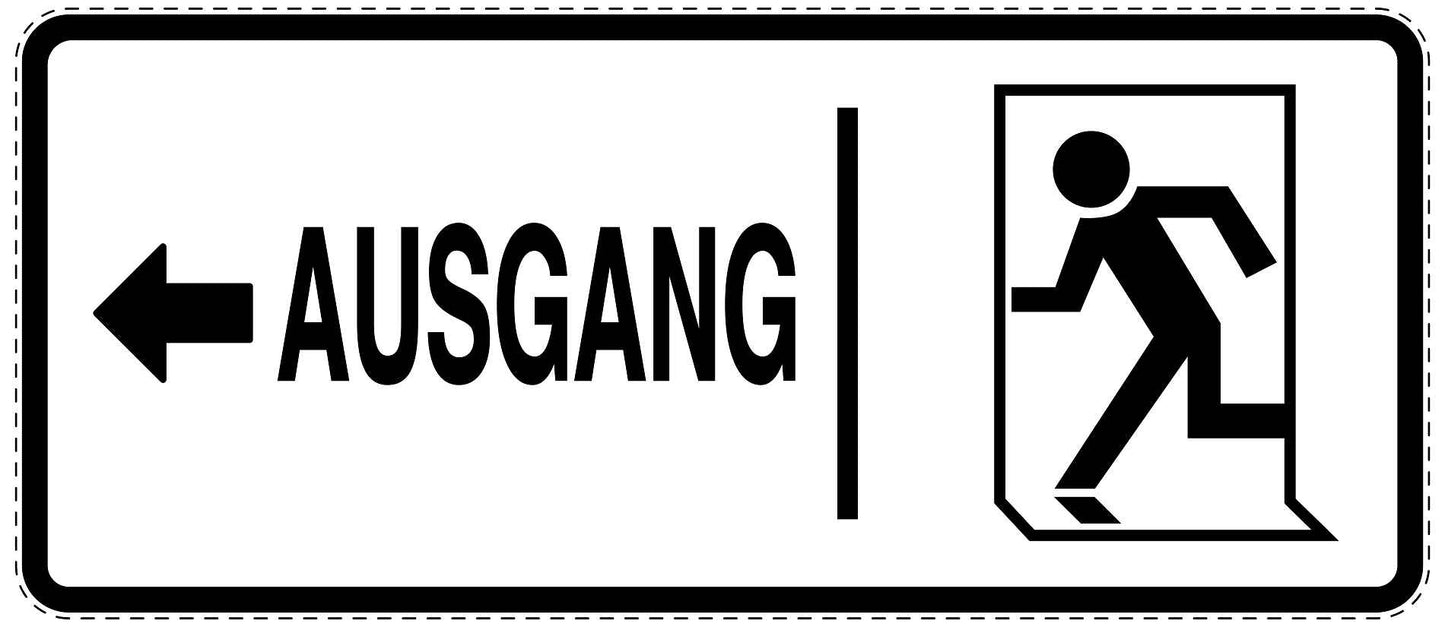 Ausgang Notausgang Aufkleber "Ausgang links" 10-60 cm  LO-SIE-1030-0