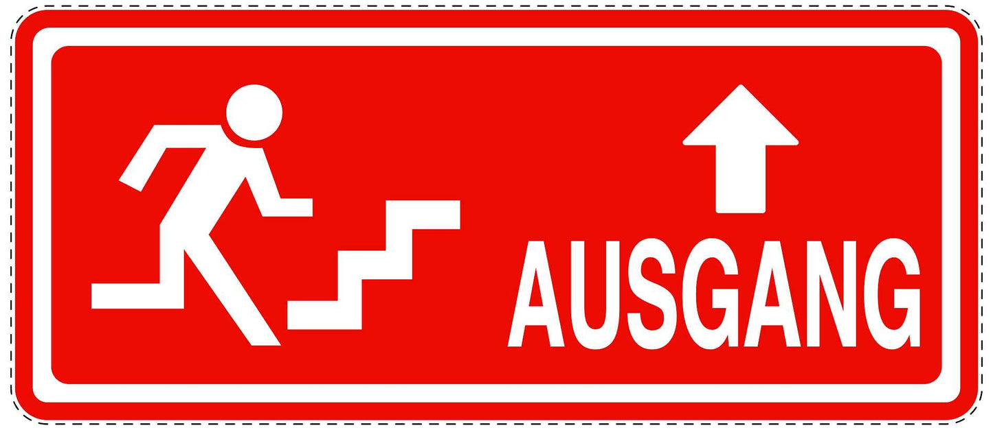 Ausgang Notausgang Aufkleber "Ausgang oben - Vorsicht Stufe" 10-60 cm  LO-SIE-1080-14