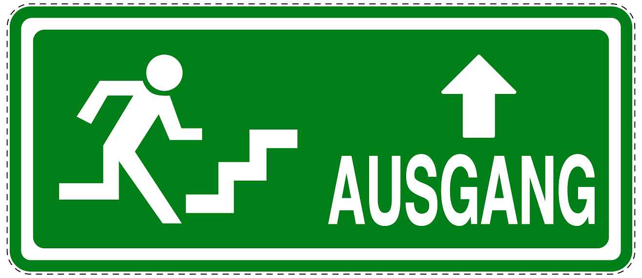 Ausgang Notausgang Aufkleber "Ausgang oben - Vorsicht Stufen" 10-60 cm  LO-SIE-1080-54