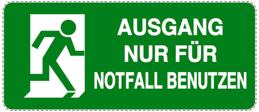 Ausgang Notausgang Aufkleber "AUSGANG NUR IM NOTFALL BENUTZEN" 10-60 cm  LO-SIE-1100-54