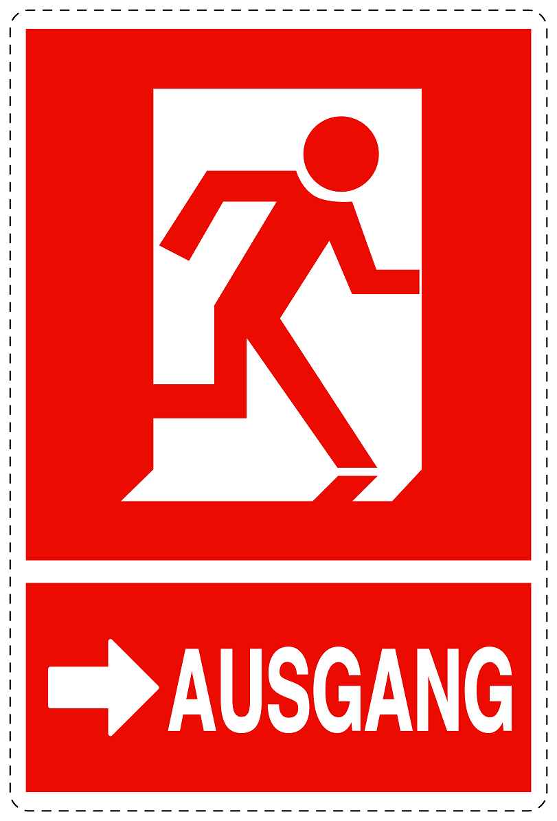 Ausgang Notausgang Aufkleber "Ausgang rechts" 10-40 cm  LO-SIE-2020-14