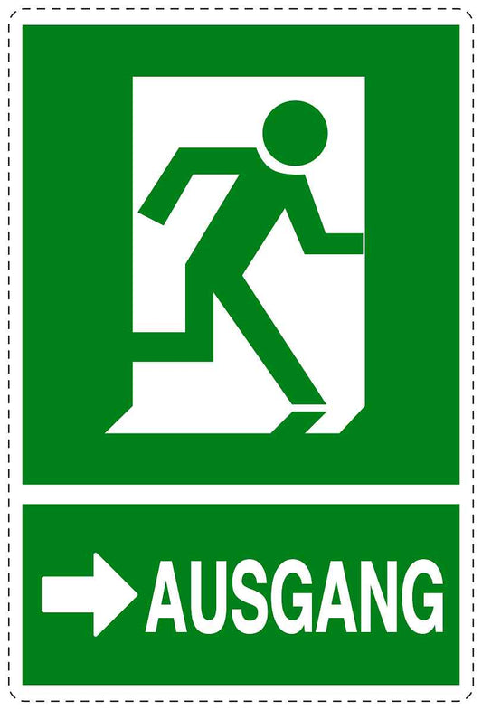 Ausgang Notausgang Aufkleber "Ausgang rechts" 10-40 cm  LO-SIE-2020-54