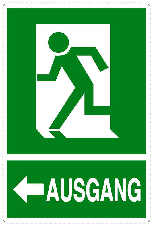 Ausgang Notausgang Aufkleber "Ausgang links" 10-40 cm  LO-SIE-2030-54