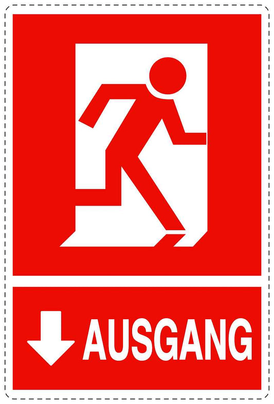 Ausgang Notausgang Aufkleber "Ausgang unten" 10-40 cm  LO-SIE-2050-14