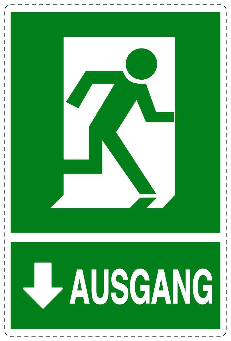 Ausgang Notausgang Aufkleber "Ausgang unten" 10-40 cm  LO-SIE-2050-54