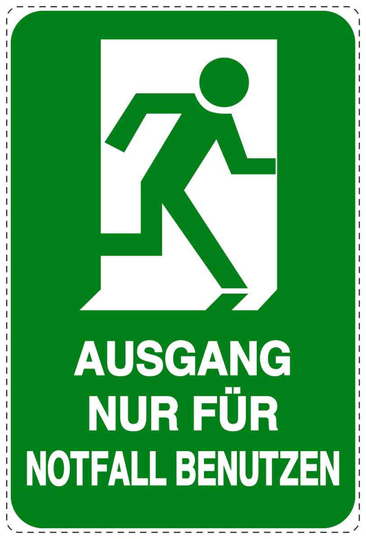 Ausgang Notausgang Aufkleber "Ausgang nur für Notfall benutzen" 10-40 cm  LO-SIE-2100-54