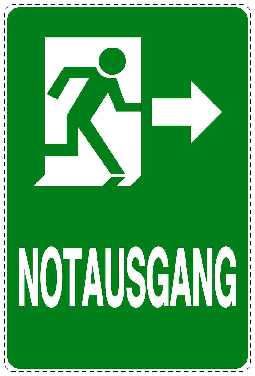 Ausgang Notausgang Aufkleber "Notausgang rechts" 10-40 cm  LO-SIE-2120-54