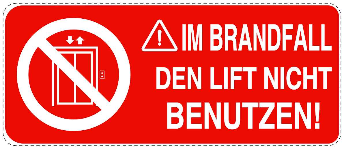 Feuerlöscher Aufkleber "Im Brandfall den Lift nicht benutzen" 10-60 cm LO-SIF-1080-14