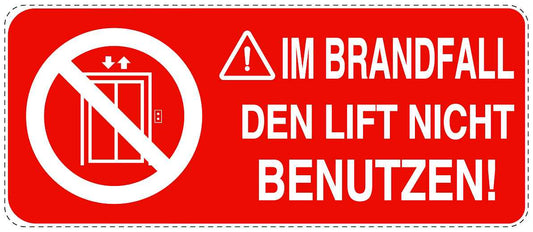 Feuerlöscher Aufkleber "Im Brandfall den Lift nicht benutzen" 10-60 cm LO-SIF-1080-14