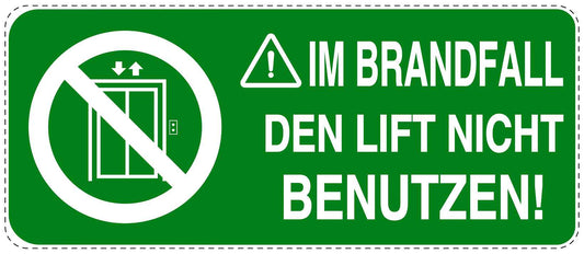 Feuer- Rettungsaufkleber "Im Brandfall den Lift nicht benutzen" 10-60 cm LO-SIF-1080-54