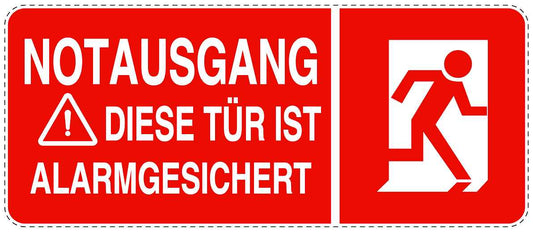 Feuerlöscher Aufkleber "Notausgang Tür ist Alarmgesichert" 10-60 cm LO-SIF-1330-14