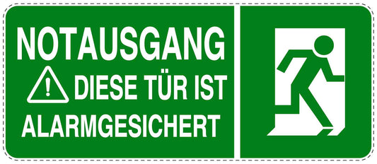 Feuer- Rettungsaufkleber "Notausgang Tür ist Alarmgesichert" 10-60 cm LO-SIF-1330-54