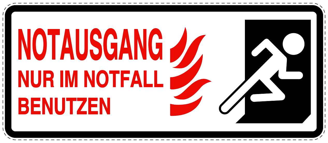 Feuer- Rettungsaufkleber "Notausgang nur im Notfall benutzen" 10-60 cm LO-SIF-1340-0