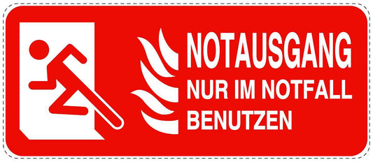 Feuerlöscher Aufkleber "Notausgang nur im Notfall benutzen" 10-60 cm LO-SIF-1360-14