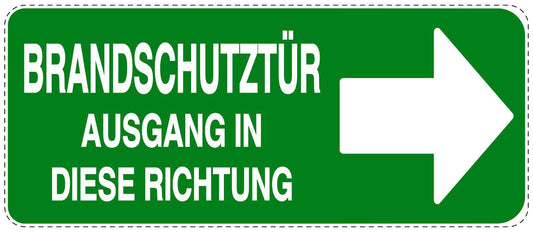 Feuer- Rettungsaufkleber "Brandschutztür Ausgang in Pfeilrichtung" 10-60 cm LO-SIF-1450-54