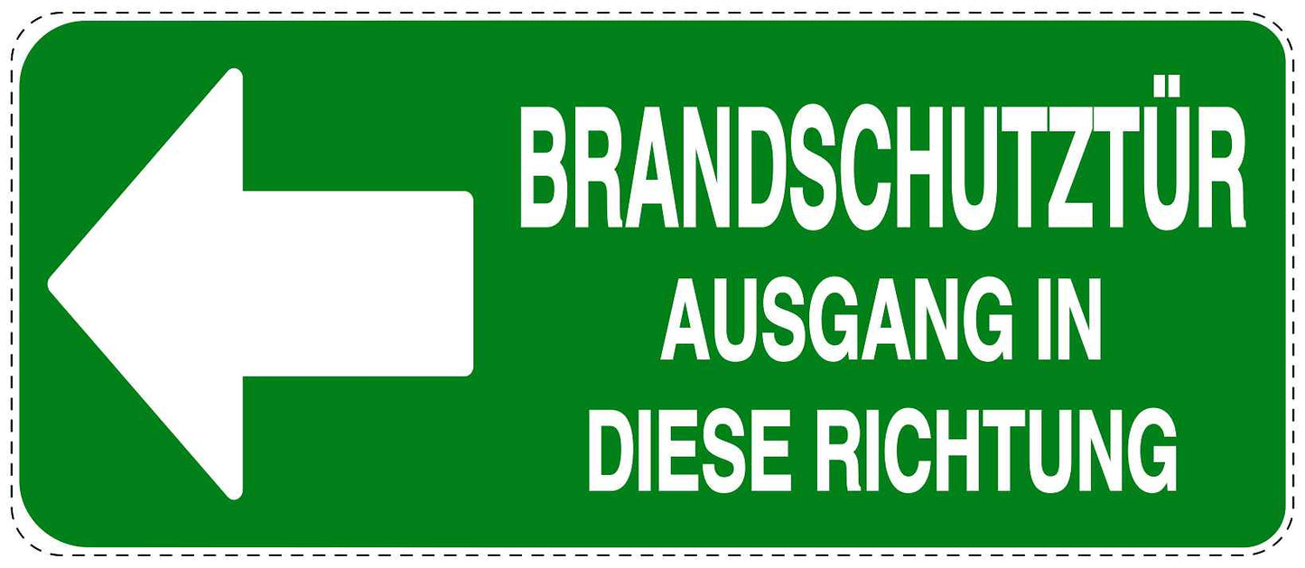 Feuer- Rettungsaufkleber "Brandschutztür Ausgang in Pfeilrichtung" 10-60 cm LO-SIF-1460-54