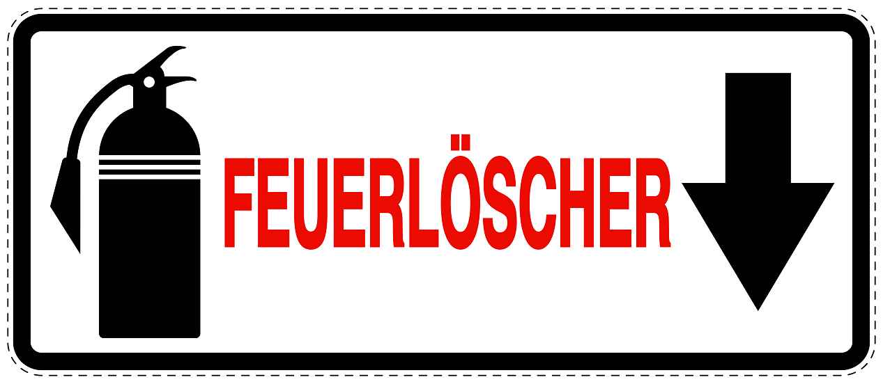 Feuer- Rettungsaufkleber "Feuerlöscher in Pfeilrichtung" 10-60 cm LO-SIF-1710-0