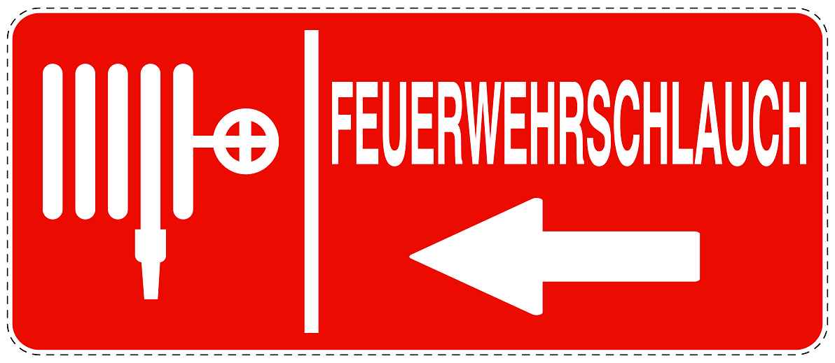 Feuerlöscher Aufkleber "Feuerwehrschlauch in Pfeilrichtung" 10-60 cm LO-SIF-1760-14