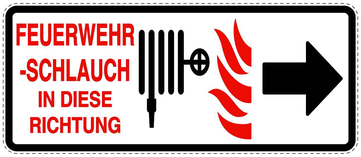 Feuer- Rettungsaufkleber "Feuerwehrschlauch in Pfeilrichtung" 10-60 cm LO-SIF-1830-0