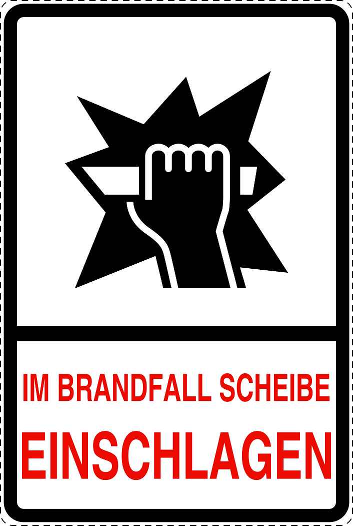 Feuer- Rettungsaufkleber "Im Brandfall Scheibe einschlagen" 10-40 cm LO-SIF-2040-0