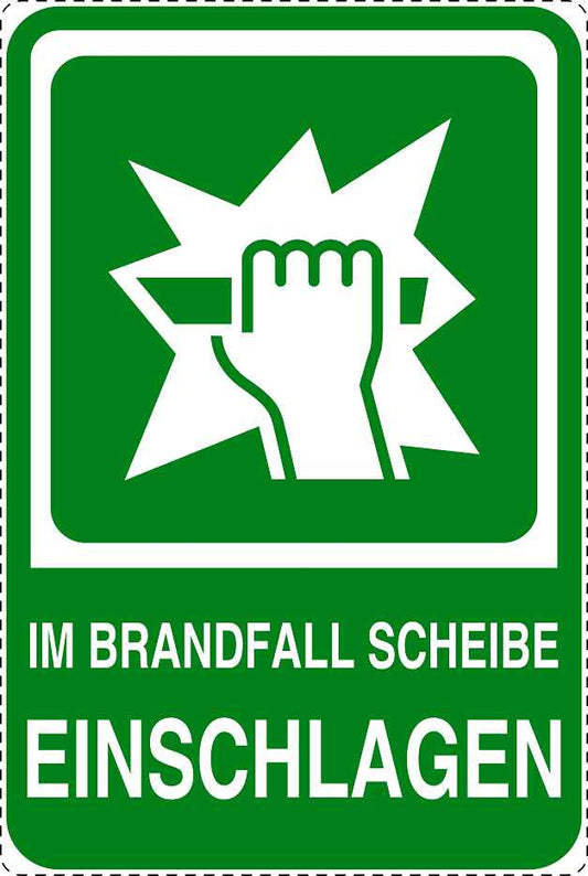 Feuer- Rettungsaufkleber "Brandfall Scheibe einschlagen" 10-40 cm LO-SIF-2040-54