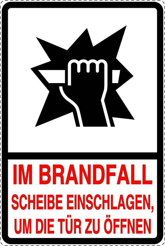 Feuer- Rettungsaufkleber "Im Brandfall Scheibe einschlagen" 10-40 cm LO-SIF-2060-0