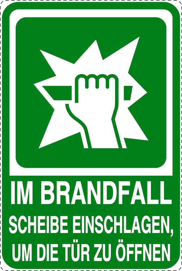 Feuer- Rettungsaufkleber "Brandfall Scheibe einschlagen" 10-40 cm LO-SIF-2060-54