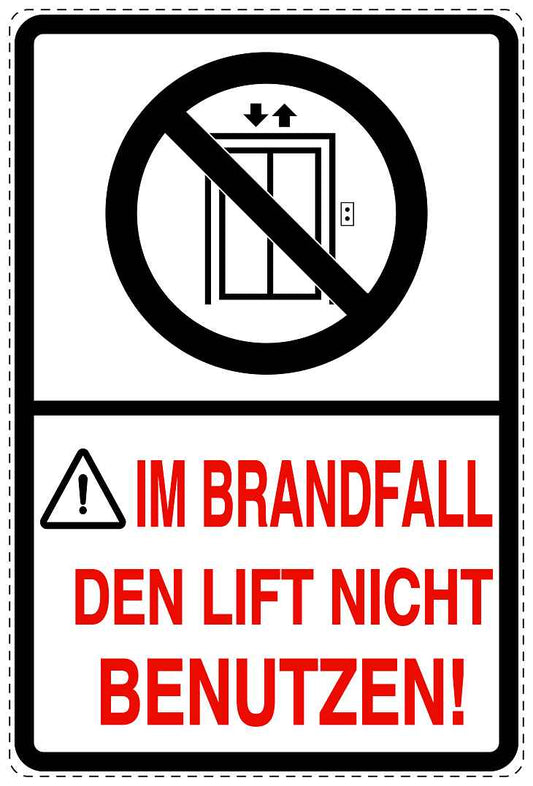 Feuer- Rettungsaufkleber "Im Brandfall den Lift nicht benutzen" 10-40 cm LO-SIF-2080-0