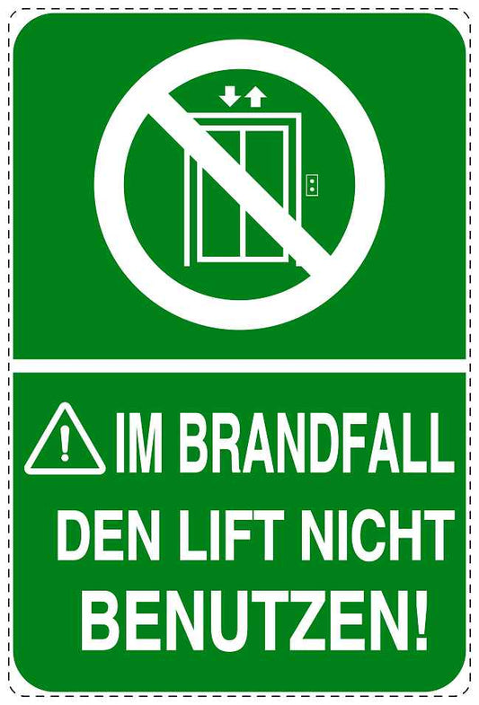 Feuer- Rettungsaufkleber "Im Brandfall den Lift nicht benutzen" 10-40 cm LO-SIF-2080-54