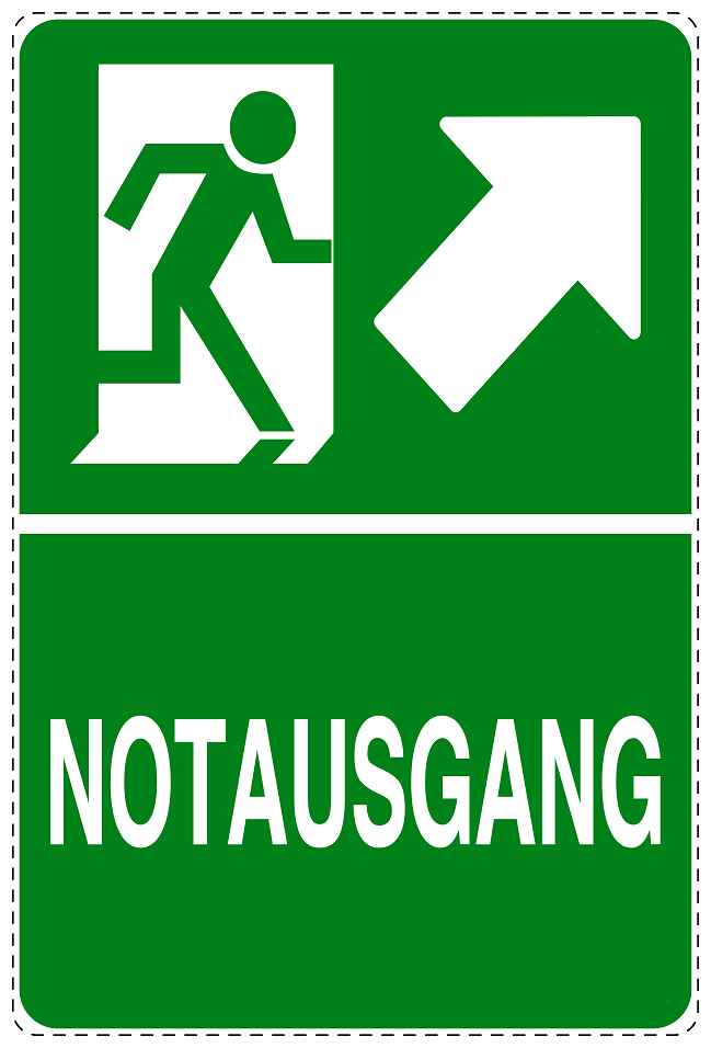 Feuer- Rettungsaufkleber "Notausgang in Pfeilrichtung" 10-40 cm LO-SIF-2130-54