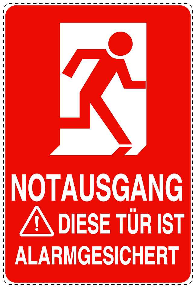 Feuerlöscher Aufkleber "Notausgang Tür ist Alarmgesichert" 10-40 cm LO-SIF-2330-14