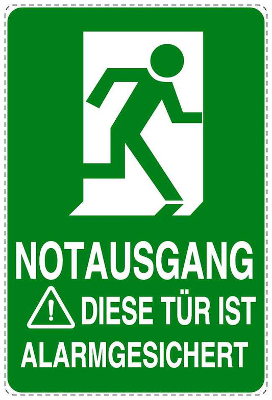 Feuer- Rettungsaufkleber "Notausgang Alarm gesicherte Tür" 10-40 cm LO-SIF-2330-54