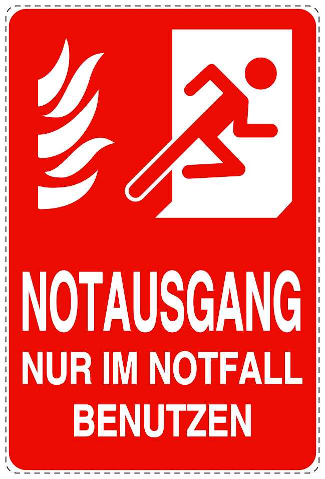 Feuerlöscher Aufkleber "Notausgang nur im Notfall benutzen" 10-40 cm LO-SIF-2340-14