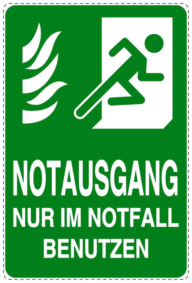 Feuer- Rettungsaufkleber "Notausgang nur im Notfall benutzen" 10-40 cm LO-SIF-2340-54