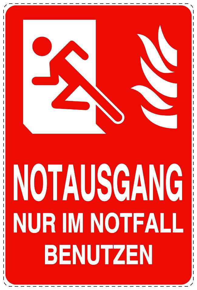 Feuerlöscher Aufkleber "Notausgang nur im Notfall benutzen" 10-40 cm LO-SIF-2360-14