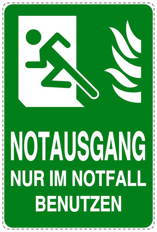 Feuer- Rettungsaufkleber "Notausgang nur im Notfall benutzen" 10-40 cm LO-SIF-2360-54