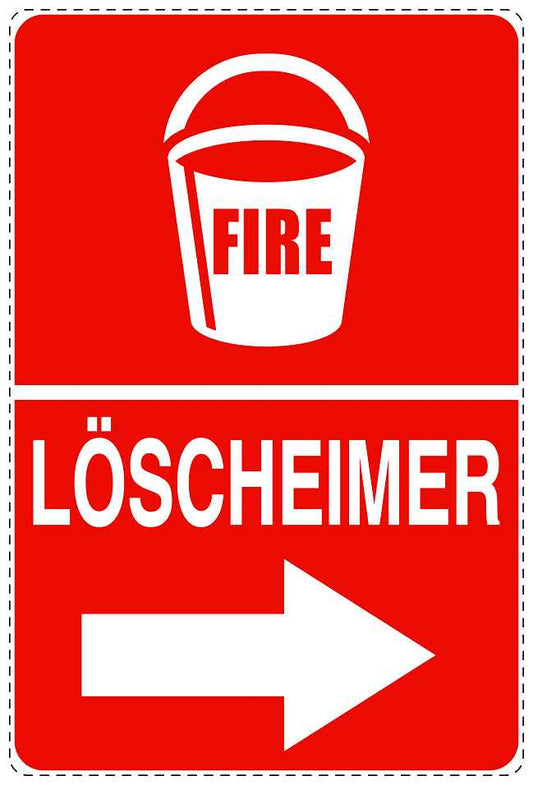 Feuerlöscher Aufkleber "Löscheimer rechts" 10-40 cm LO-SIF-2600-14