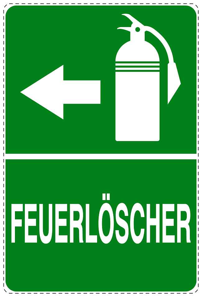 Feuer- Rettungsaufkleber "Feuerlöscher in Pfeilrichtung" 10-40 cm LO-SIF-2690-54