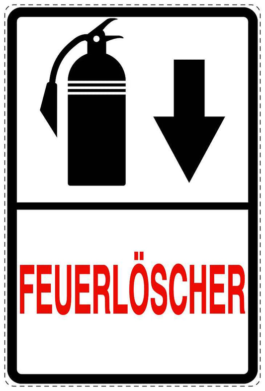 Feuer- Rettungsaufkleber "Feuerlöscher in Pfeilrichtung" 10-40 cm LO-SIF-2710-0