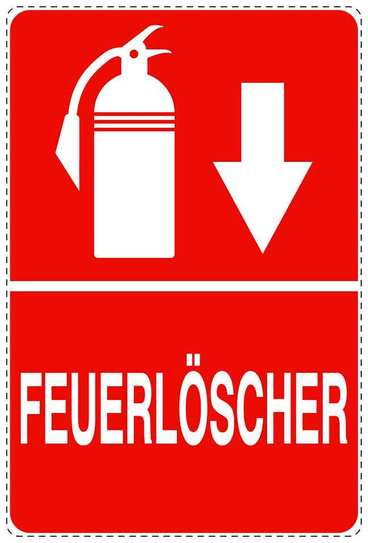 Feuerlöscher Aufkleber "Feuerlöscher in Pfeilrichtung" 10-40 cm LO-SIF-2710-14