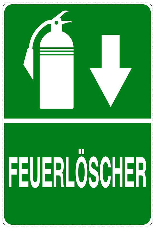 Feuer- Rettungsaufkleber "Feuerlöscher in Pfeilrichtung" 10-40 cm LO-SIF-2710-54