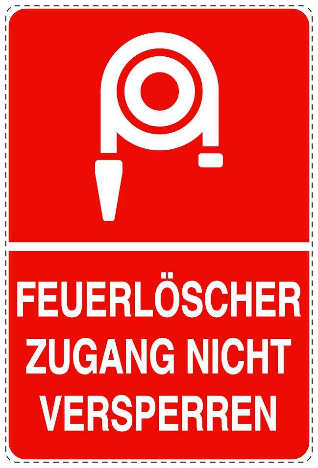 Feuerlöscher Aufkleber "Feuerwehrschlauch nicht versperren" 10-40 cm LO-SIF-2750-14